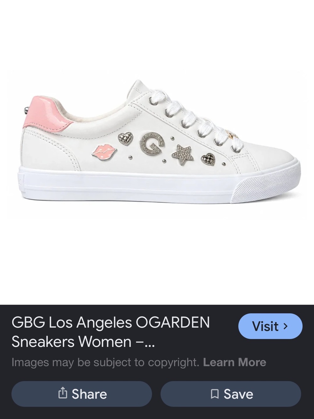 Guess White Women's Low-Top Sneakers with Pink Accent